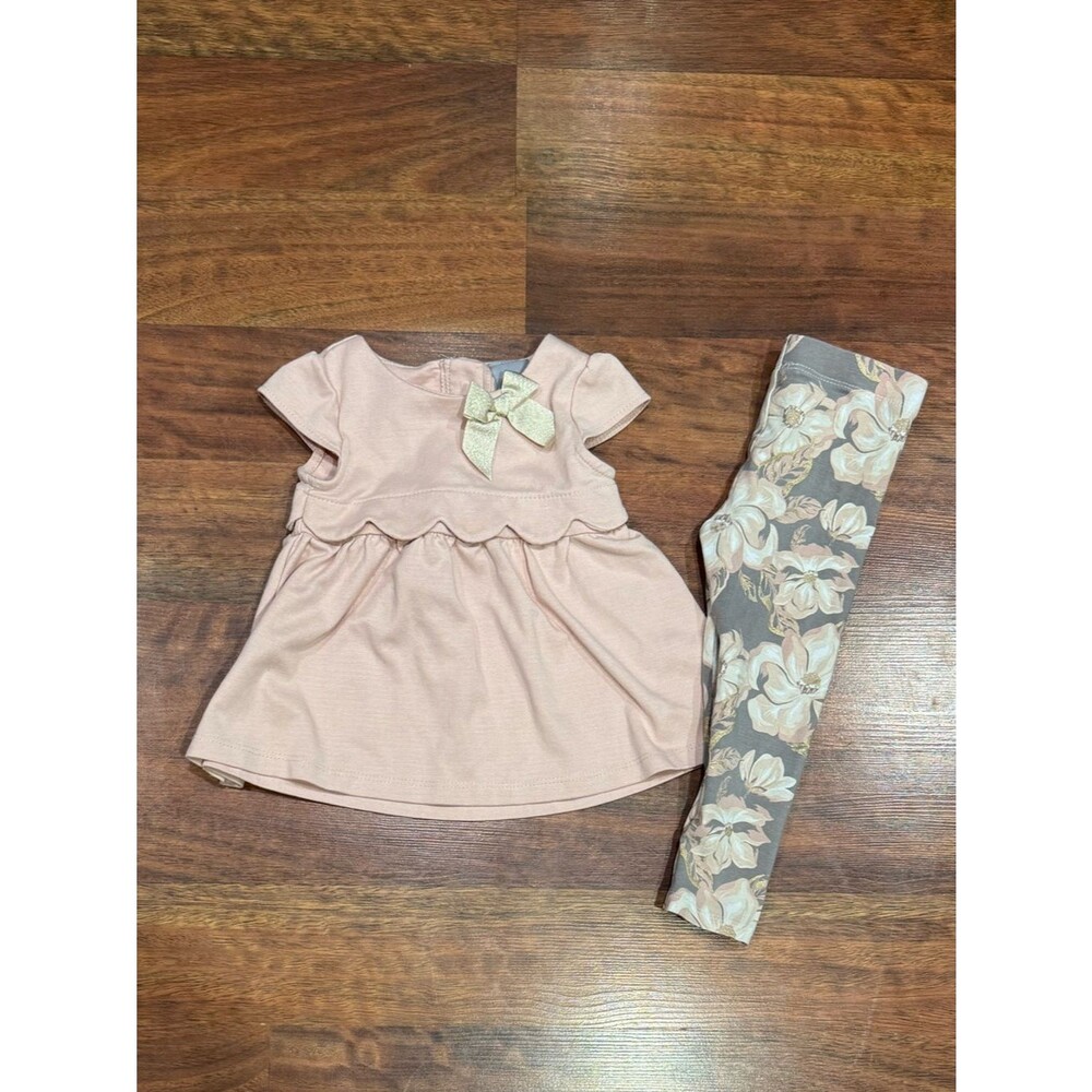 Tahari - Light Pink Dress and Floral Leggings in Matching Set